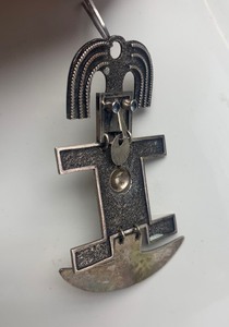 lot 24 image: Large Vintage 900 Silver AztecMayan Hinged Pendant 
