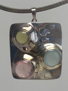 lot 32 image: Fantastic Signed Vintage BURLE MARX Sterling Silver Pendant wGemstones