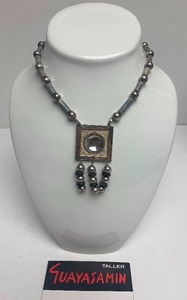 lot 57 image: Outstanding Vintage Signed Southwestern Sterling Silver Necklace by Oswaldo Guayasamin