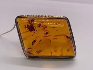 lot 63 image: Modernist Sterling Silver & Clear Amber Brooch