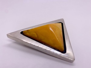 lot 67 image: Excellent Signed Large Modernist Sterling Silver & Amber Brooch