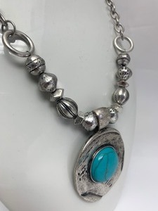 lot 42 image: Large Southwestern Pendant Necklace wTurquoise