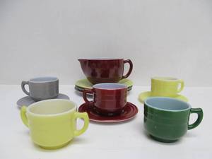 lot 18 image: Vintage Mid Century Hazel Atlas Glass Childs Tea Set