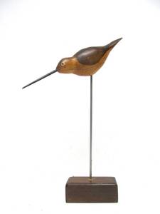 lot 79 image: Signed Vintage Folk Art Shorebird Carving by JD Templeton - Spotted Sandpiper