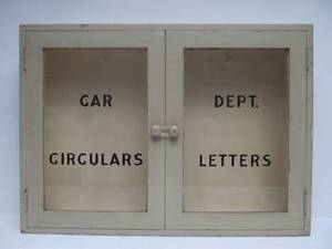 lot 81 image: Old Vintage 1940s-50s Railroad or Car Dealership Office Cabinet