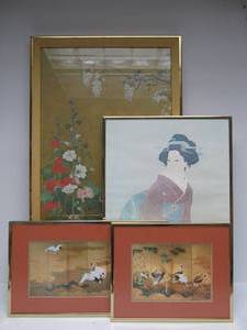 lot 95 image: Estate Lot of Oriental Framed Artwork