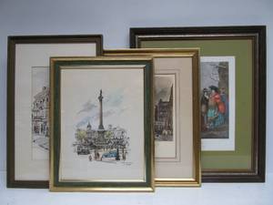 lot 96 image: Estate Lot of Vintage & Antique Framed Artwork
