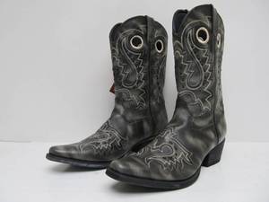 lot 114 image: Brand New Mens DURANGO CowboyBiker Boots - Smoky GrayBlack Size 12D