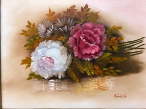 lot 163 image: Framed Signed Original Oil on Canvas Painting by MN Artist Mildred Schlueter - Floral Bouquet