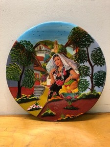 lot 193 image: 4 Large Hand Painted Redware Clay Mexican Platters