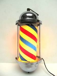lot 262 image: Working Hanging Lighted Barber Pole Advertising Display