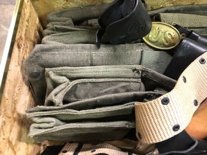 lot 217 image: Amazing Lot Trunk FULL of Assorted Vintage etc Ammo Pouches & Military Items #1