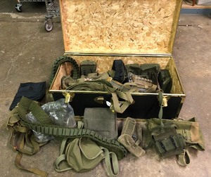 lot 218 image: Amazing Lot Trunk FULL of Assorted Vintage etc Ammo Pouches & Military Items #2