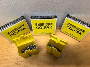 lot 297 image: Lot of Vintage SHERIDAN Air Rifle Pellets & Co2 Cartridges
