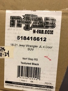 lot 303 image: Brand New JEEP Wrangler Textured Black Nerf Step - Fits 2018-2021 Jeep Wranglers