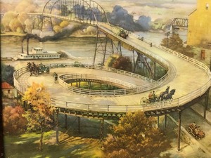 lot 319 image: Vintage Old Spiral Bridge at Hastings Framed Print