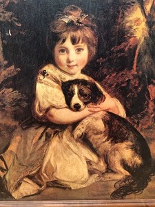 lot 324 image: Framed Vintage Belart Canvas Print - Joshua Reynolds - Miss Knowles & Her Dog