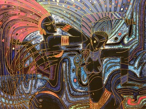 lot 327 image: Awesome Framed Signed Mixed Media Lithograph by Adrian Wong Shue