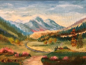 lot 331 image: Original Mountain Valley Watercolor Landscape