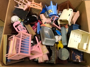 lot 346 image: LARGE Lot of Assorted Vintage Dolls Furniture etc
