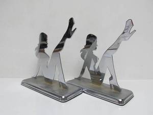 lot 279 image: Pair of Chrome Lady Bookends