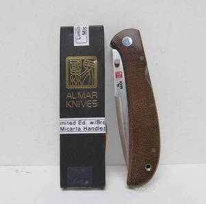 lot 283 image: Unused AL-MAR Limited Edition Folding Knife wBrown Micarta Handle