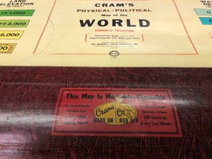 lot 380 image: Large CRAMS Pull-Down World Map