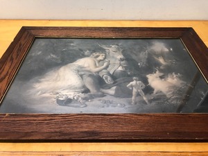 lot 382 image: Excellent Antique 1890s Oak Framed Mezzotint Print from A Midsummer Nights Dream by Edwin Henry Landseer