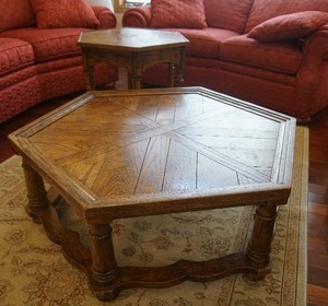 lot 8 image: (2) Carrolls St. Paul CENTURY Furniture of Distinction Matching Coffee Table Side Table Solid Oak...