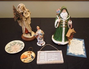 lot 20 image: Vintage Lefton Saint Nichola Irish Green Santa Musical Christmas in Killarney,  Father Christmas Signed Limited Edition By Angela Tripi Design by RomanInc Etc.