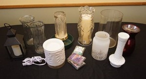 lot 29 image: Waterford Crystal Thomas Jefferson American Heritage Hurricane Candle Lamps...