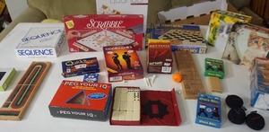lot 95 image: Toys and Games Jenga, Cribbage, Cards, Scrabble, Sequence