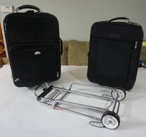lot 146 image: Samsonite Two-Piece Wheeled Luggage Set and Luggage Cart Dolly...