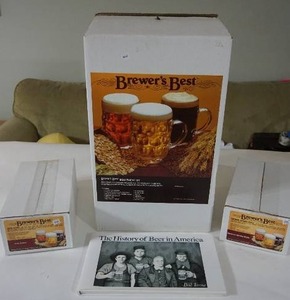 lot 147 image: Brewers Best Home Brewing Equipment Kit, New Unlabeled Beer Bottles, Irish Stout Kit, Muntons Light Liquid Malt Extract...