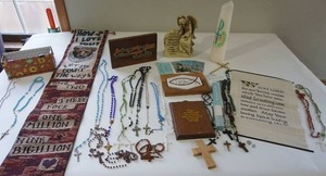 lot 195 image: Archangel Books & Gifts...Rosaries Cross Statues Plaques Altar Candle and More...