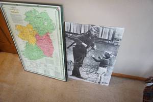lot 213 image: Large Irish Names Map...1993 Kane Marketing Inc. The Irish Genealogy Map Provides History and Roots for 760 Irish Families. Vintage Poster WWII Berlin Check Point Political Poster