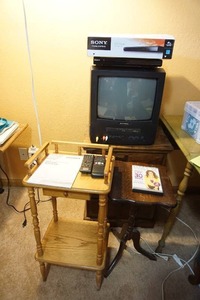 lot 218 image: TV, Tables and Sony DVD Player