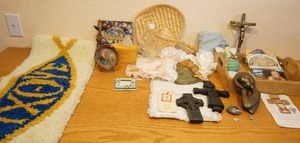 lot 241 image: Archangel Books & Gifts...Statue, Cross, Wall Art, Ashtray...