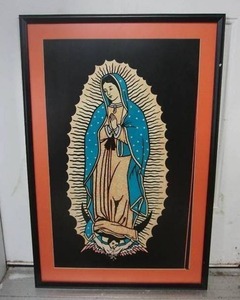 lot 42 image: Large Professionally Framed Art Work Virgen de Guadalupe Our Lady of Guadalupe Print...