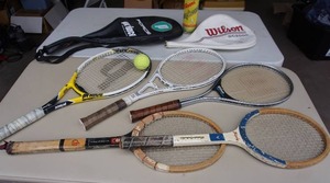 lot 295 image: Prince and Wilson Super Power Tennis Rackets and Vintage Tennis Rackets, Covers Etc.