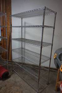 lot 327 image: Chrome Wire 6-Shelf Storage Rack