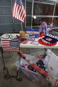 lot 336 image: Holiday DeCor Indoor Outdoor Fourth 4th of July Americana Flags Franklin Washers Lawn Game Etc.