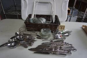 lot 341 image: Kitchen Goods...Silverware, Sundae Cups Etc.