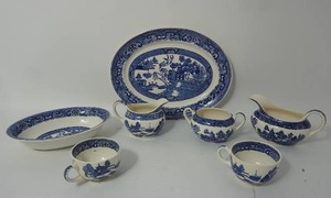 lot 45 image: Collectibles Dishes Vintage Homer Laughlin Blue Willow Porcelain Tableware N6(Matching to Lots #34 and 88)...