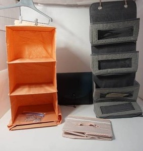 lot 57 image: Closet Hanging Collapsible Storage Units Accessories Etc...