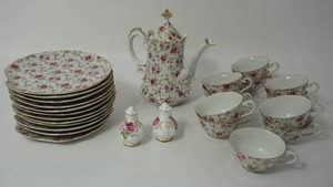 lot 67 image: Vintage Lefton China Rose Chintz 1950s Floral Dinnerware (Matching to Lots #27, #43)