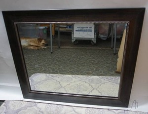 lot 144 image: Dark Wood-Style Framed Mirror