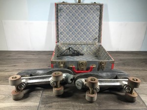 lot 34 image: Vintage Sure Grip Supreme Deluxe Size 8 Roller Skates with Metal Carrying Case