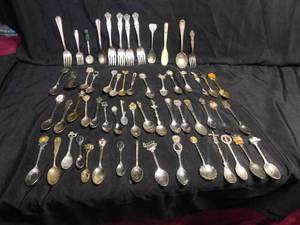 lot 178 image: Lot of vintage forks and souvenir spoons