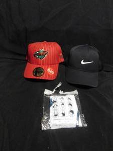 lot 183 image: New Minnesota Wild and a Niki cap and a fandana